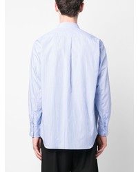 hellblaues vertikal gestreiftes Langarmhemd von Comme Des Garcons SHIRT