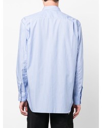 hellblaues vertikal gestreiftes Langarmhemd von Comme Des Garcons SHIRT