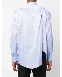 hellblaues vertikal gestreiftes Langarmhemd von Comme Des Garcons SHIRT