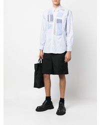 hellblaues vertikal gestreiftes Langarmhemd von Comme Des Garcons SHIRT