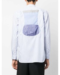 hellblaues vertikal gestreiftes Langarmhemd von Comme Des Garcons SHIRT