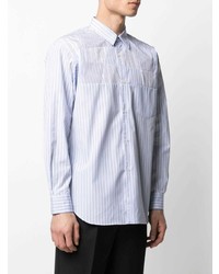 hellblaues vertikal gestreiftes Langarmhemd von Comme Des Garcons SHIRT