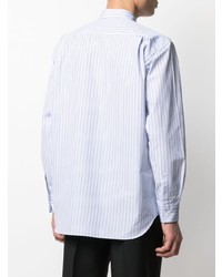 hellblaues vertikal gestreiftes Langarmhemd von Comme Des Garcons SHIRT