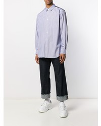 hellblaues vertikal gestreiftes Langarmhemd von Comme Des Garcons SHIRT