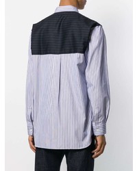 hellblaues vertikal gestreiftes Langarmhemd von Comme Des Garcons SHIRT