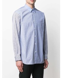 hellblaues vertikal gestreiftes Langarmhemd von Comme Des Garcons SHIRT