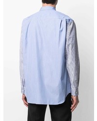 hellblaues vertikal gestreiftes Langarmhemd von Comme Des Garcons SHIRT