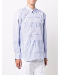 hellblaues vertikal gestreiftes Langarmhemd von Comme Des Garcons SHIRT