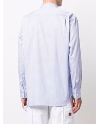 hellblaues vertikal gestreiftes Langarmhemd von Comme Des Garcons SHIRT