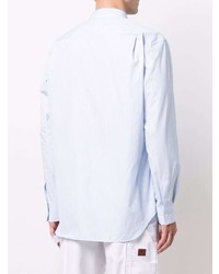 hellblaues vertikal gestreiftes Langarmhemd von Comme Des Garcons SHIRT