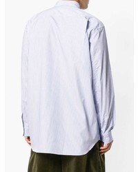 hellblaues vertikal gestreiftes Langarmhemd von Comme Des Garcons SHIRT