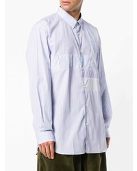 hellblaues vertikal gestreiftes Langarmhemd von Comme Des Garcons SHIRT