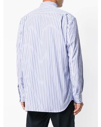 hellblaues vertikal gestreiftes Langarmhemd von Comme Des Garcons SHIRT