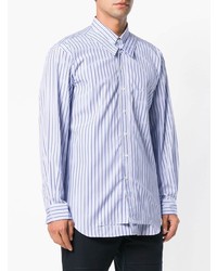 hellblaues vertikal gestreiftes Langarmhemd von Comme Des Garcons SHIRT