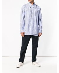 hellblaues vertikal gestreiftes Langarmhemd von Comme Des Garcons SHIRT