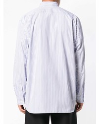 hellblaues vertikal gestreiftes Langarmhemd von Comme Des Garcons SHIRT