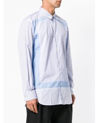 hellblaues vertikal gestreiftes Langarmhemd von Comme Des Garcons SHIRT