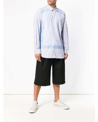 hellblaues vertikal gestreiftes Langarmhemd von Comme Des Garcons SHIRT