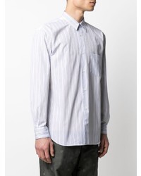 hellblaues vertikal gestreiftes Langarmhemd von Comme Des Garcons SHIRT