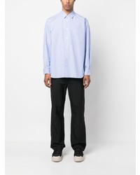 hellblaues vertikal gestreiftes Langarmhemd von Comme Des Garcons SHIRT