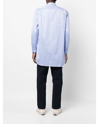 hellblaues vertikal gestreiftes Langarmhemd von Comme Des Garcons SHIRT