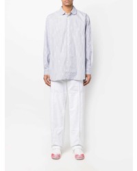 hellblaues vertikal gestreiftes Langarmhemd von Comme Des Garcons SHIRT