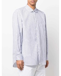 hellblaues vertikal gestreiftes Langarmhemd von Comme Des Garcons SHIRT