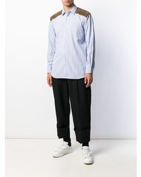 hellblaues vertikal gestreiftes Langarmhemd von Comme Des Garcons SHIRT