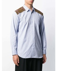 hellblaues vertikal gestreiftes Langarmhemd von Comme Des Garcons SHIRT