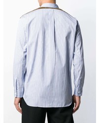 hellblaues vertikal gestreiftes Langarmhemd von Comme Des Garcons SHIRT