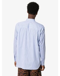 hellblaues vertikal gestreiftes Langarmhemd von Comme Des Garcons SHIRT