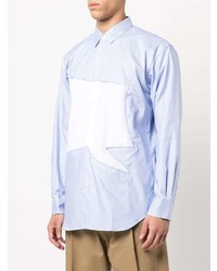 hellblaues vertikal gestreiftes Langarmhemd von Comme Des Garcons SHIRT