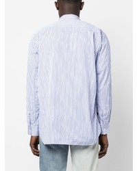 hellblaues vertikal gestreiftes Langarmhemd von Comme Des Garcons SHIRT