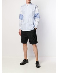 hellblaues vertikal gestreiftes Langarmhemd von Comme Des Garcons SHIRT