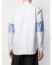 hellblaues vertikal gestreiftes Langarmhemd von Comme Des Garcons SHIRT