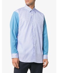 hellblaues vertikal gestreiftes Langarmhemd von Comme Des Garcons SHIRT