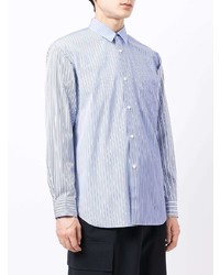 hellblaues vertikal gestreiftes Langarmhemd von Comme Des Garcons SHIRT