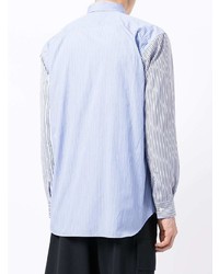 hellblaues vertikal gestreiftes Langarmhemd von Comme Des Garcons SHIRT