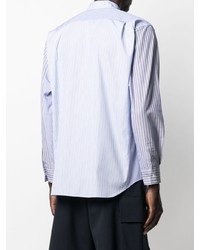 hellblaues vertikal gestreiftes Langarmhemd von Comme Des Garcons SHIRT