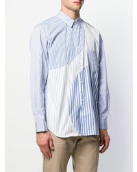 hellblaues vertikal gestreiftes Langarmhemd von Comme Des Garcons SHIRT