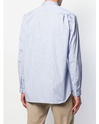 hellblaues vertikal gestreiftes Langarmhemd von Comme Des Garcons SHIRT