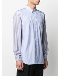 hellblaues vertikal gestreiftes Langarmhemd von Comme Des Garcons SHIRT