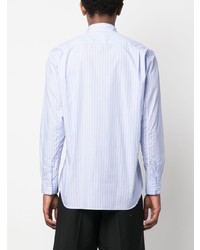 hellblaues vertikal gestreiftes Langarmhemd von Comme Des Garcons SHIRT