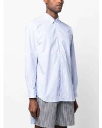 hellblaues vertikal gestreiftes Langarmhemd von Comme Des Garcons SHIRT