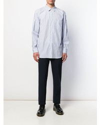 hellblaues vertikal gestreiftes Langarmhemd von Comme Des Garcons SHIRT