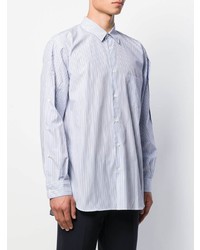 hellblaues vertikal gestreiftes Langarmhemd von Comme Des Garcons SHIRT