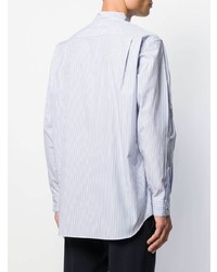 hellblaues vertikal gestreiftes Langarmhemd von Comme Des Garcons SHIRT