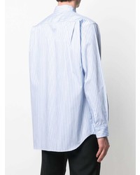 hellblaues vertikal gestreiftes Langarmhemd von Comme Des Garcons SHIRT