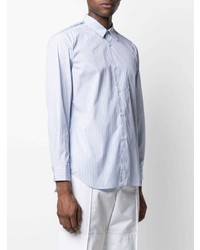 hellblaues vertikal gestreiftes Langarmhemd von Comme Des Garcons SHIRT