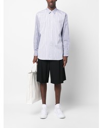 hellblaues vertikal gestreiftes Langarmhemd von Comme Des Garcons SHIRT